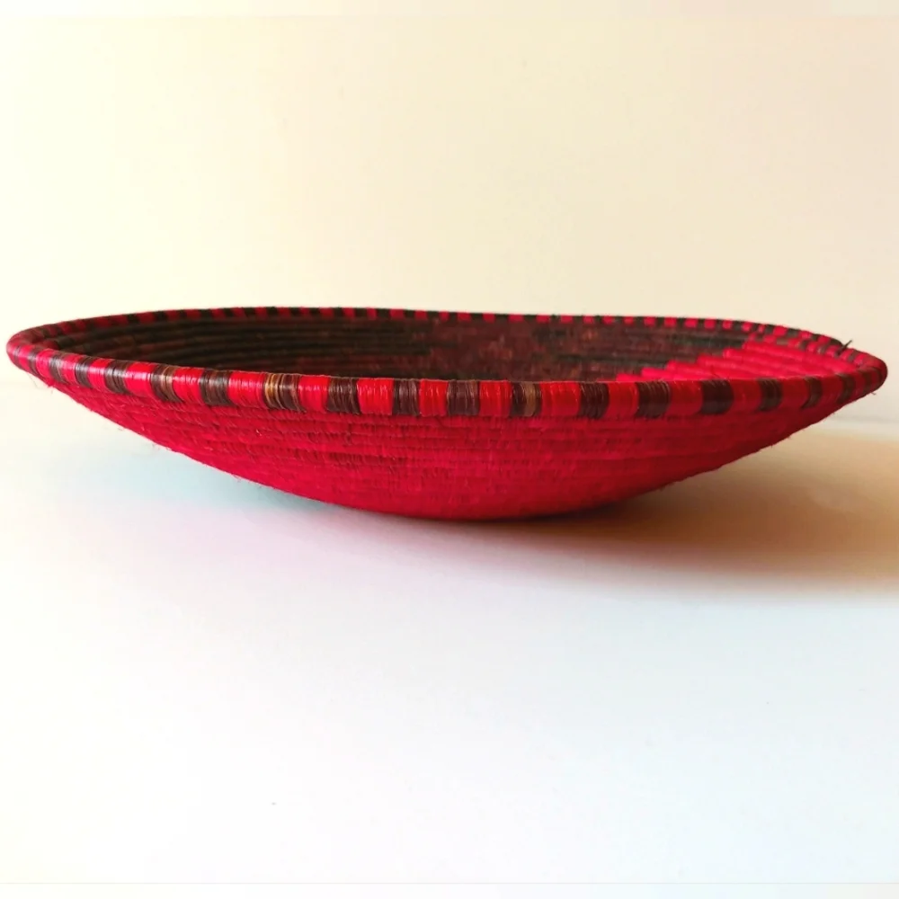 Handwoven Red and Brown Basket